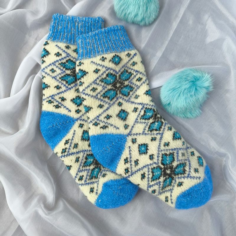 A pair of cozy patterned socks